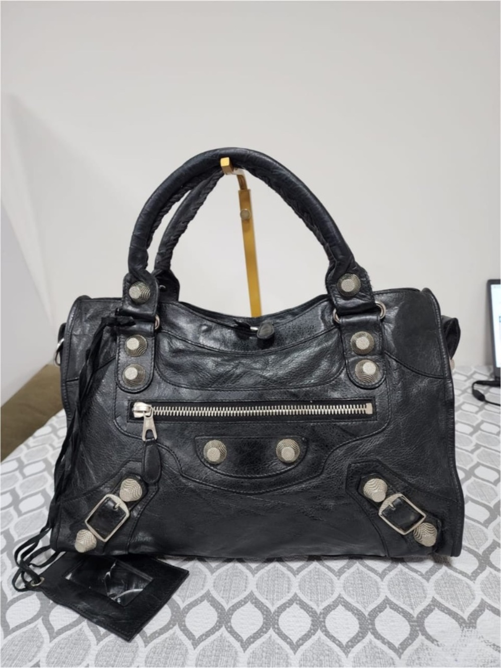 Authentic BALENCIAGA Agneau Giant 21 Silver Hardware City Black
